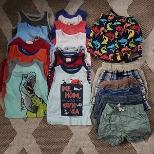 Lot Of 19 Boys Tank Tops & Shorts For Summer Spring 18 Months Baby